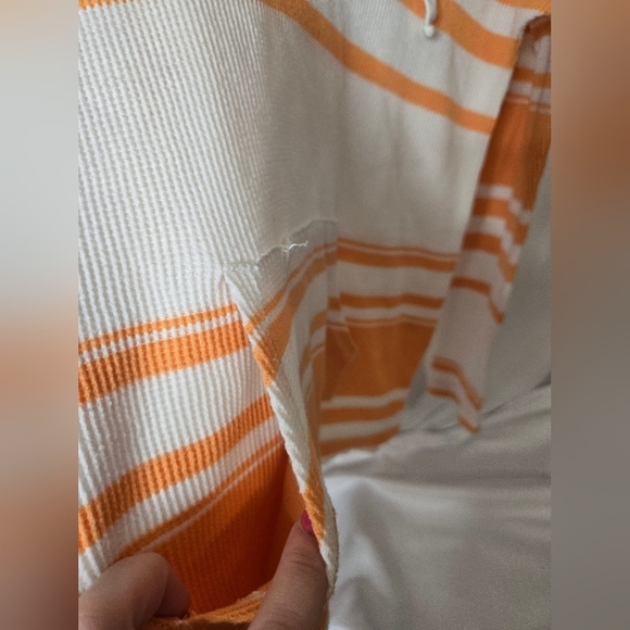 Sonoma Orange & White Striped Hoodie Sweater | Size Large | Lightweight & Comfy - Picture 2 of 4